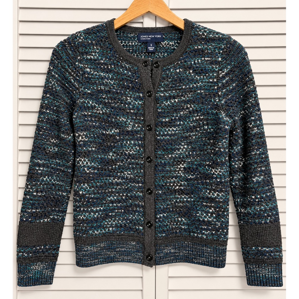 JONES NEW JONES Cozy Size S Sweater Shirt Top Long Sleeve Button Marled Knit